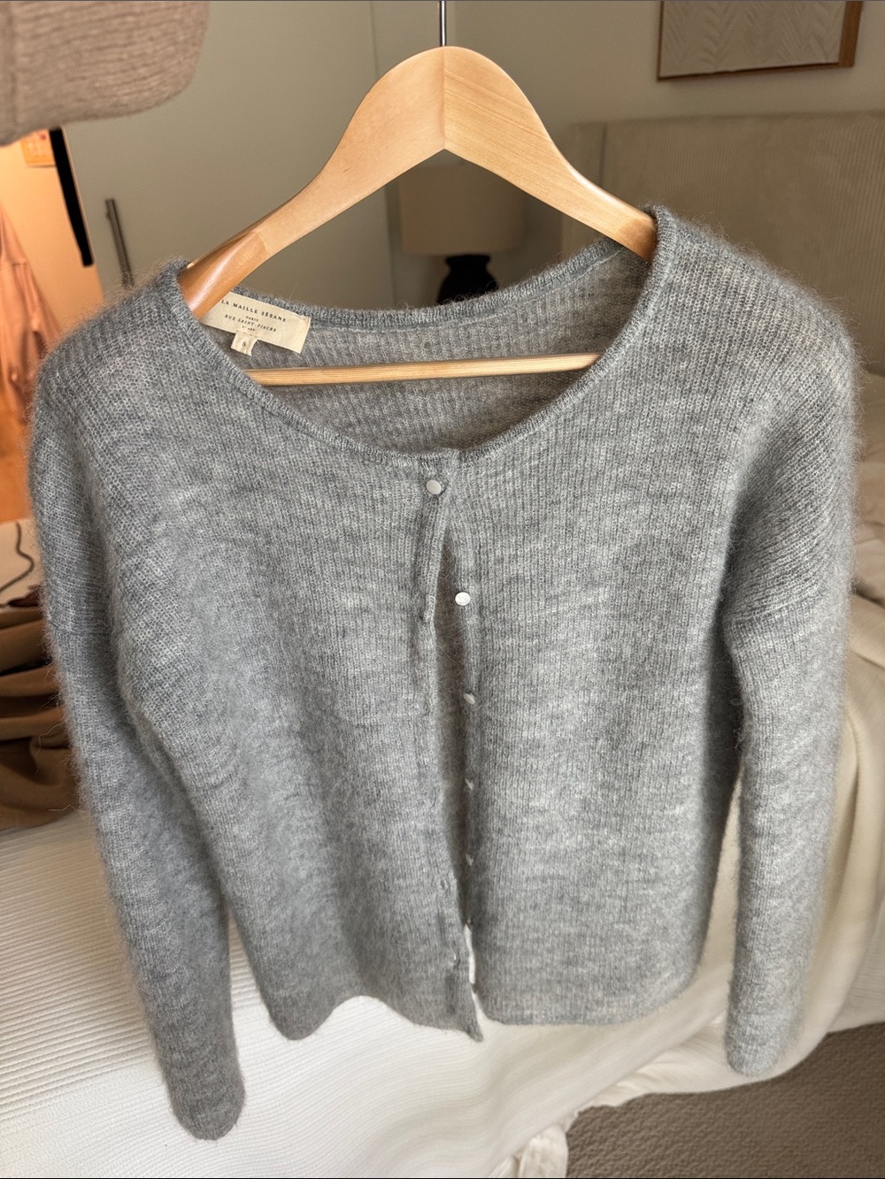 Sezane Gaspard Cardigan in mottled grey small